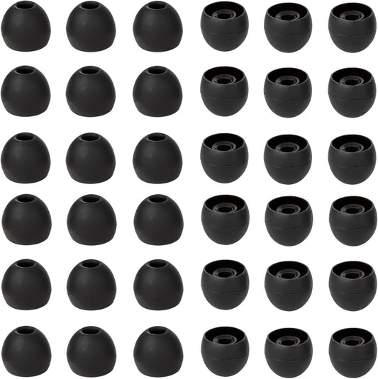 36 Pieces Medium Earbud Tips Soft and Comfortable Ear Bud Replacement Pieces Silicone Fit Most in-Ear Headphones，Inner Hole 3.8mm -5.5mm，Medium Black Earbud Replacement Tips
