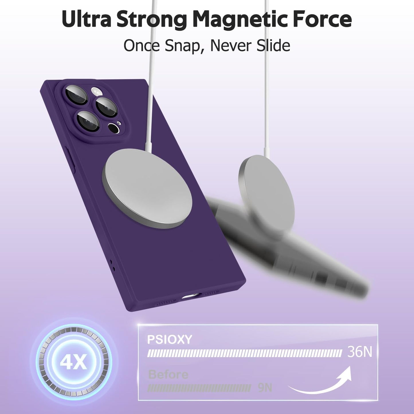 Designed for iPhone 15 Pro Max Case Compatible with Magsafe Cover Camera Lens Protector Military Grade Protection Shockproof Soft TPU Slim Magnetic Phone Case for iPhone 15 Pro Max Dark Purple