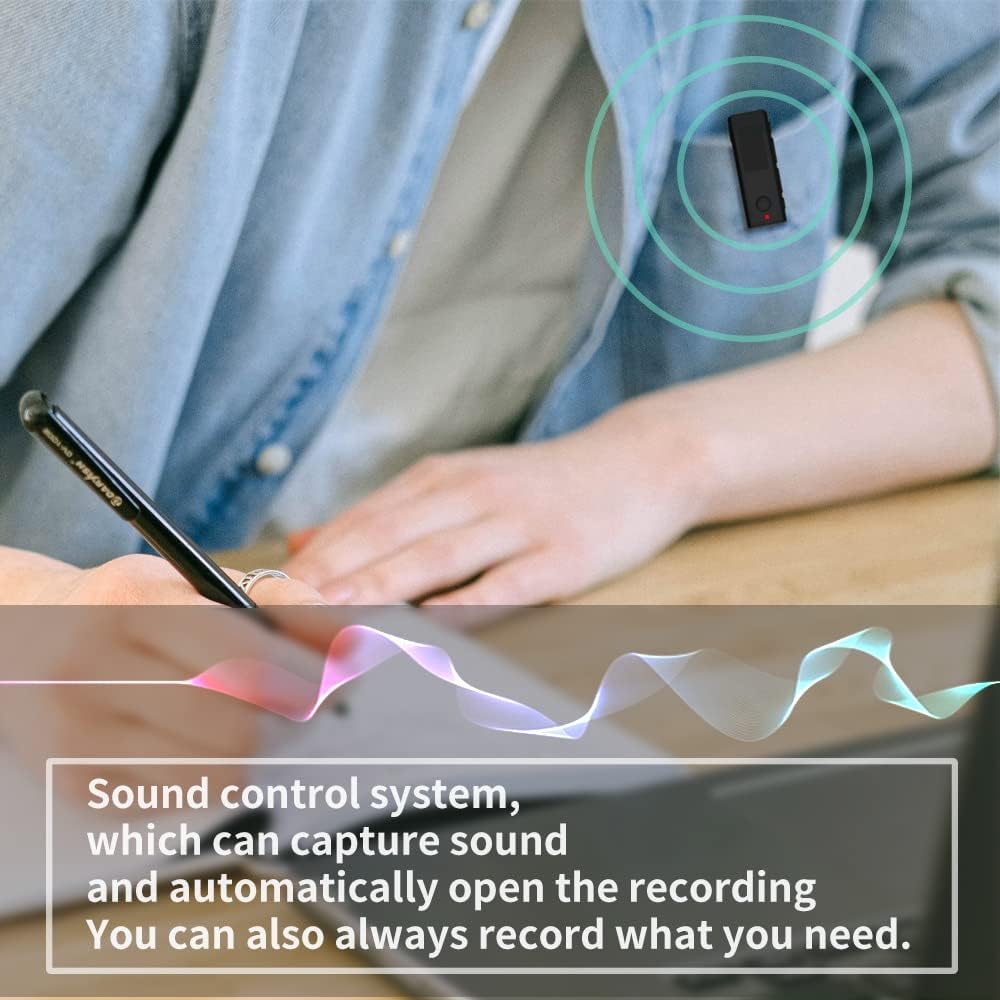64GB Lavalier Recorder - Recording with Playback Digital Voice Recorder Ideal for Meetings/Lectures/Interviews Password Protected Portable Mini Recorder with USB, MP3 Audio Recording Device