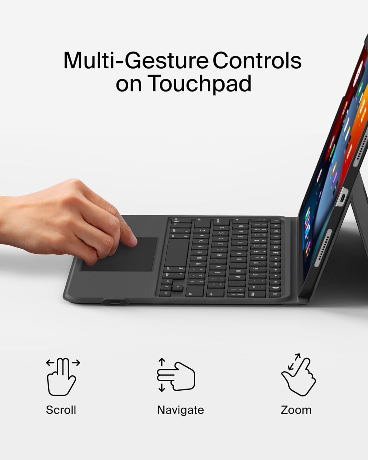 Belkin Everyday Keyboard Case w/Cradle, Backlit Bluetooth Keyboard, Multi-Gesture Controls, Magnetic Apple Pencil Storage Compatibility, & Multimedia Keys for iPad Air 10.9" & iPad Pro 11" - Black