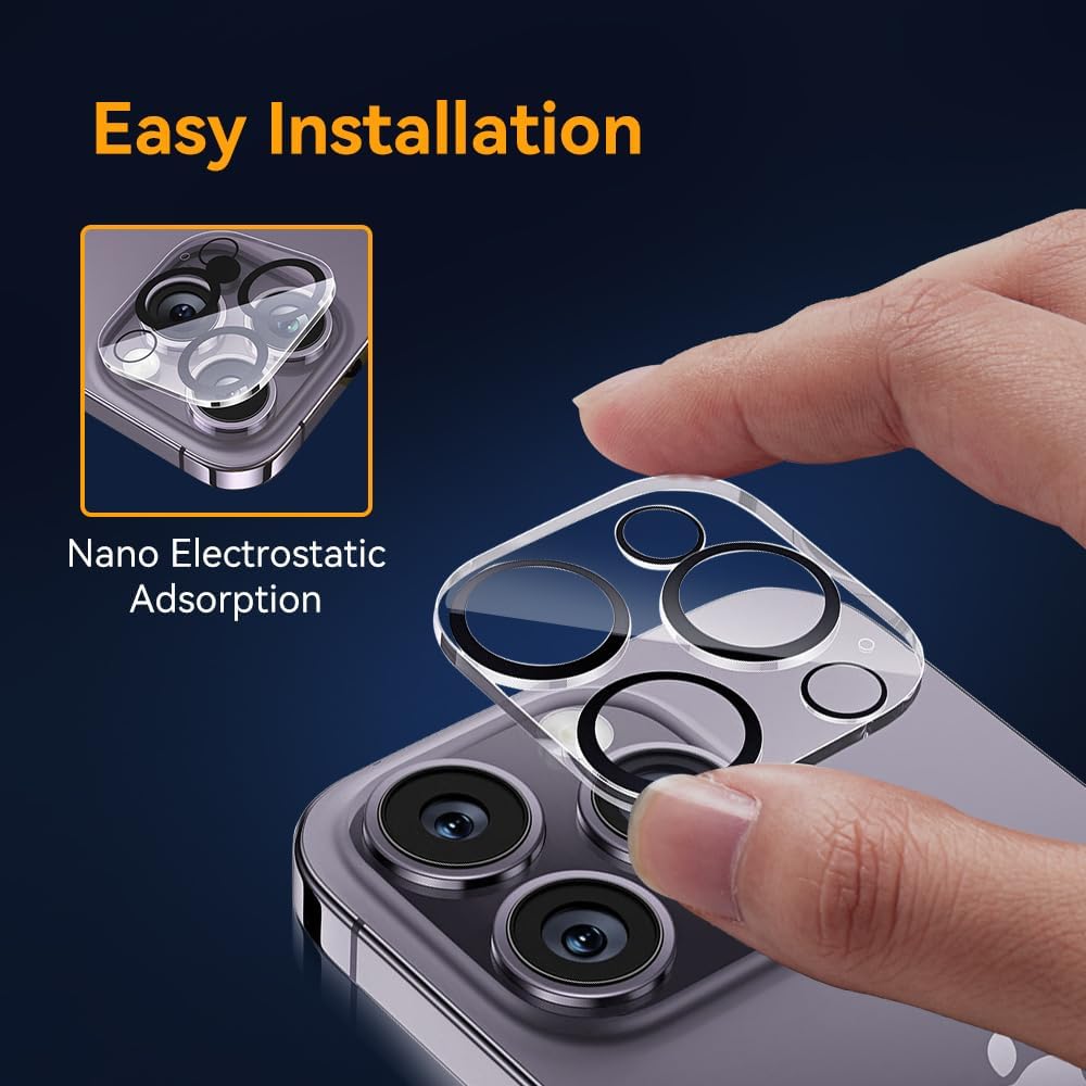 Camera Lens Protector for iPhone 14 Pro 6.1" ＆ iPhone 14 Pro Max 6.7",9H Tempered Glass，Ultra HD, Scratch Resistance Easy to Install，Case Friendly，[Does not Affect Night Shots] 3-Pack