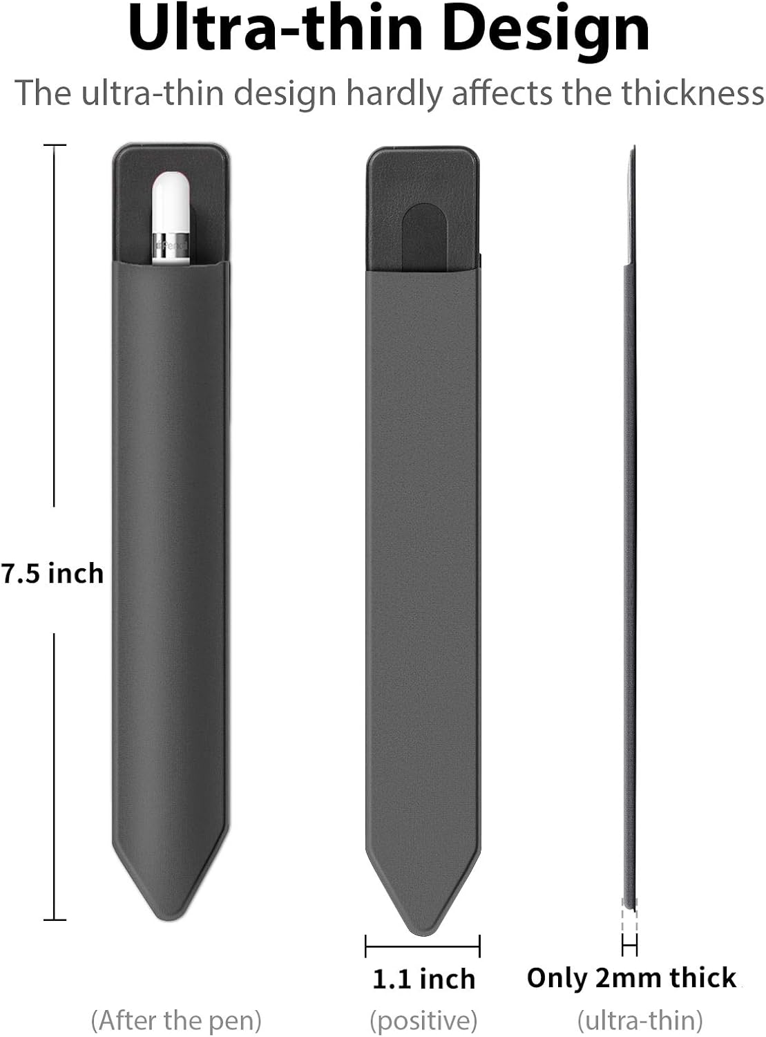 Doormoon Pencil Holder for iPad 2020/ Air/ 9.7 / Pro 10.5/12.9, Detachable Elastic Apple Pencil 5th Gen Leather Sleeve Pocket Pouch, Grey