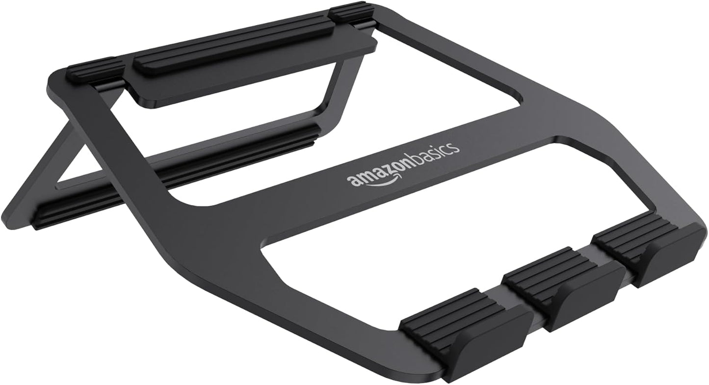 Amazon Basics Aluminum Portable Foldable Laptop Support Stand for Laptops up to 13", Black