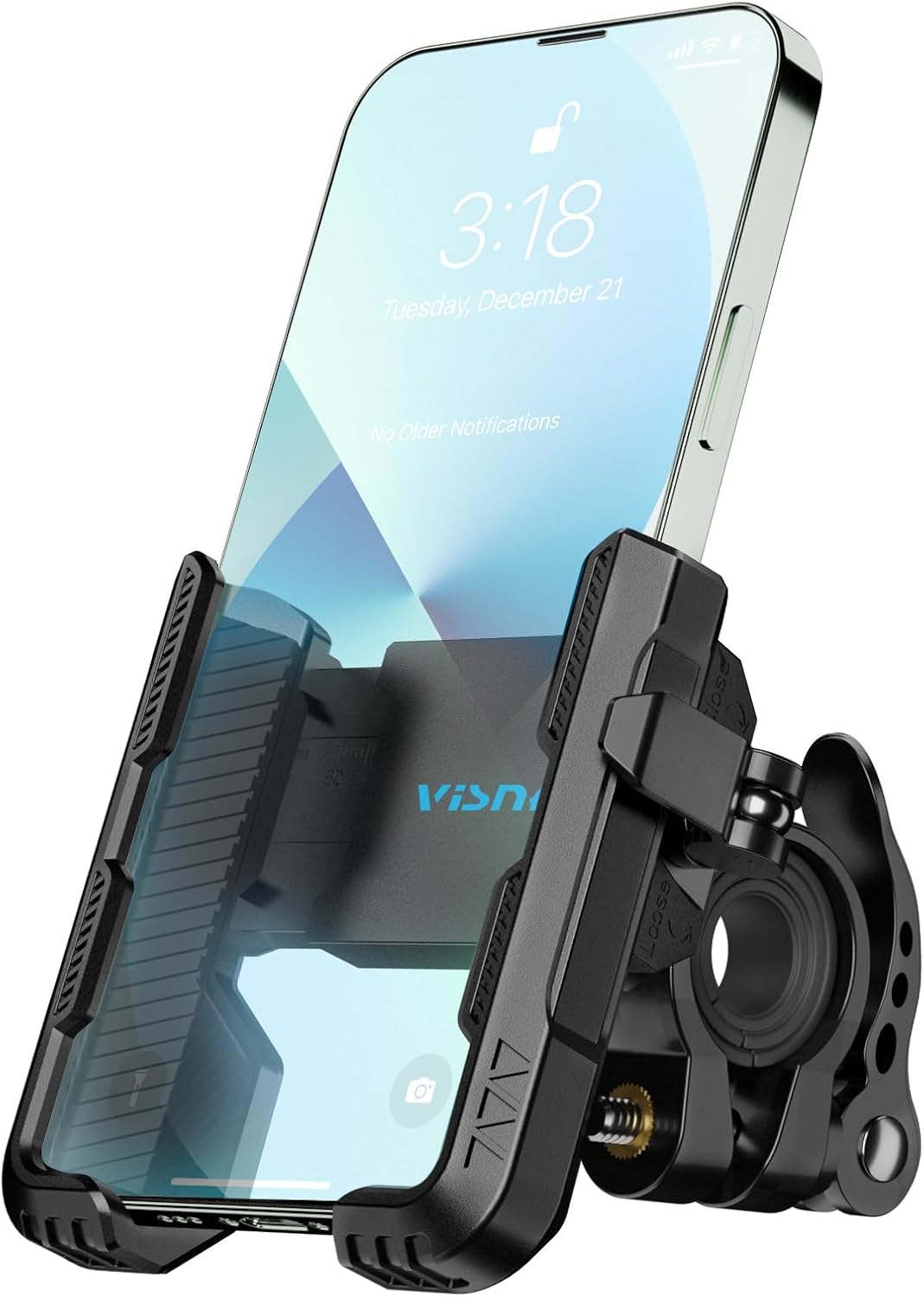 New Upgraded Bike Phone Mount Holder Two Connectors Quickly Lock and Release,360°Rotatable Bicycle Motorcycle Scooter Accessories Handlebar Phone Clip for 4.0"-7.0" Smartphone (Black)