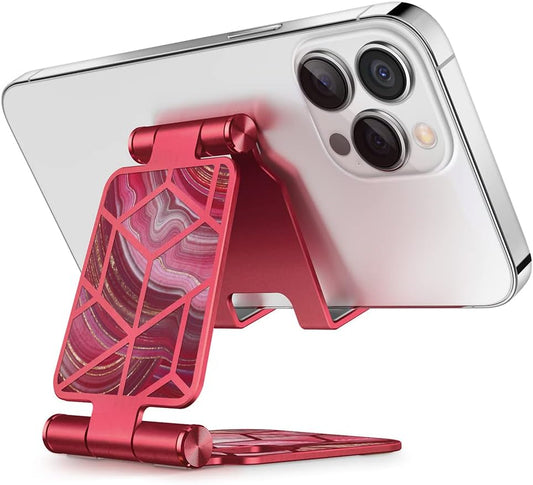 i-Blason Cell Phone Stand for Desk, Cell Phone Holder, Fits All Smart Phones, iPhone 16 15 14 13 Pro Max, Foldable Phone Stand Holder, Red