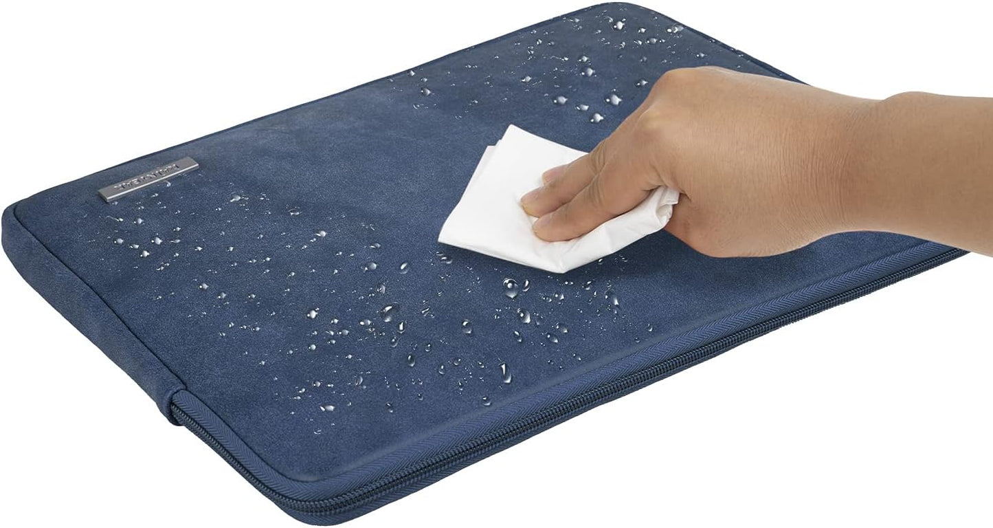 RAINYEAR 13 Inch Laptop Sleeve PU Suede Leather Case Water Resistant Cover Carrying Bag Compatible with 13.3" MacBook Air/Pro A3113 A3240 A2338 A2681 A2337 A2159 A2179 A2251 A2289(Deep Blue)