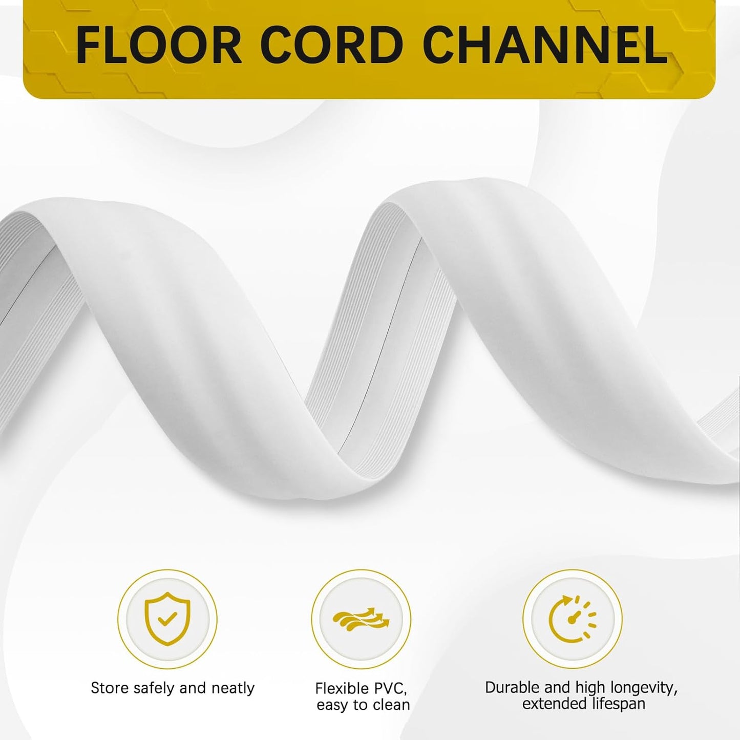 Floor Cord Cover 10FT Cord Covers for Wires on Floor Protect Wires & Prevent Trip Hazards, Easy to Cut for Home, Office, School, Concerts, Cavity W0.6in x H0.32in