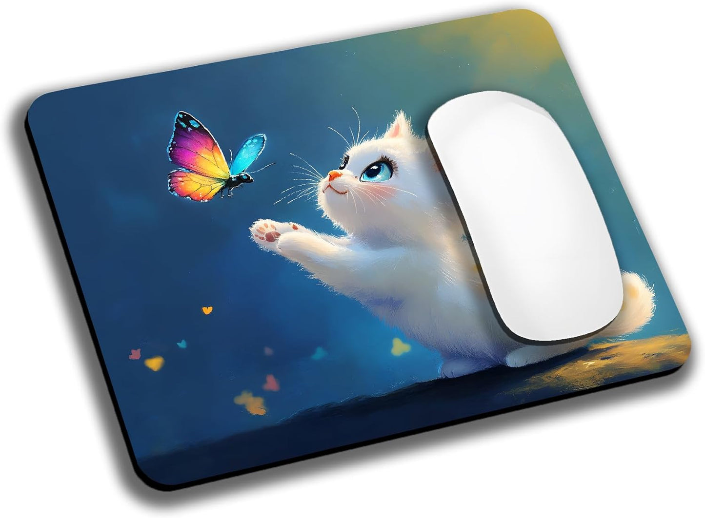 Kawaii Kitten Cute Cat Mouse Pads for Desk, Portable Wireless Computer Mouse pad Small Design with Women, Non-Slip Rubber Base Laptop Mousepad 9.5" x 7.9" Smooth Surface for Office & Travel