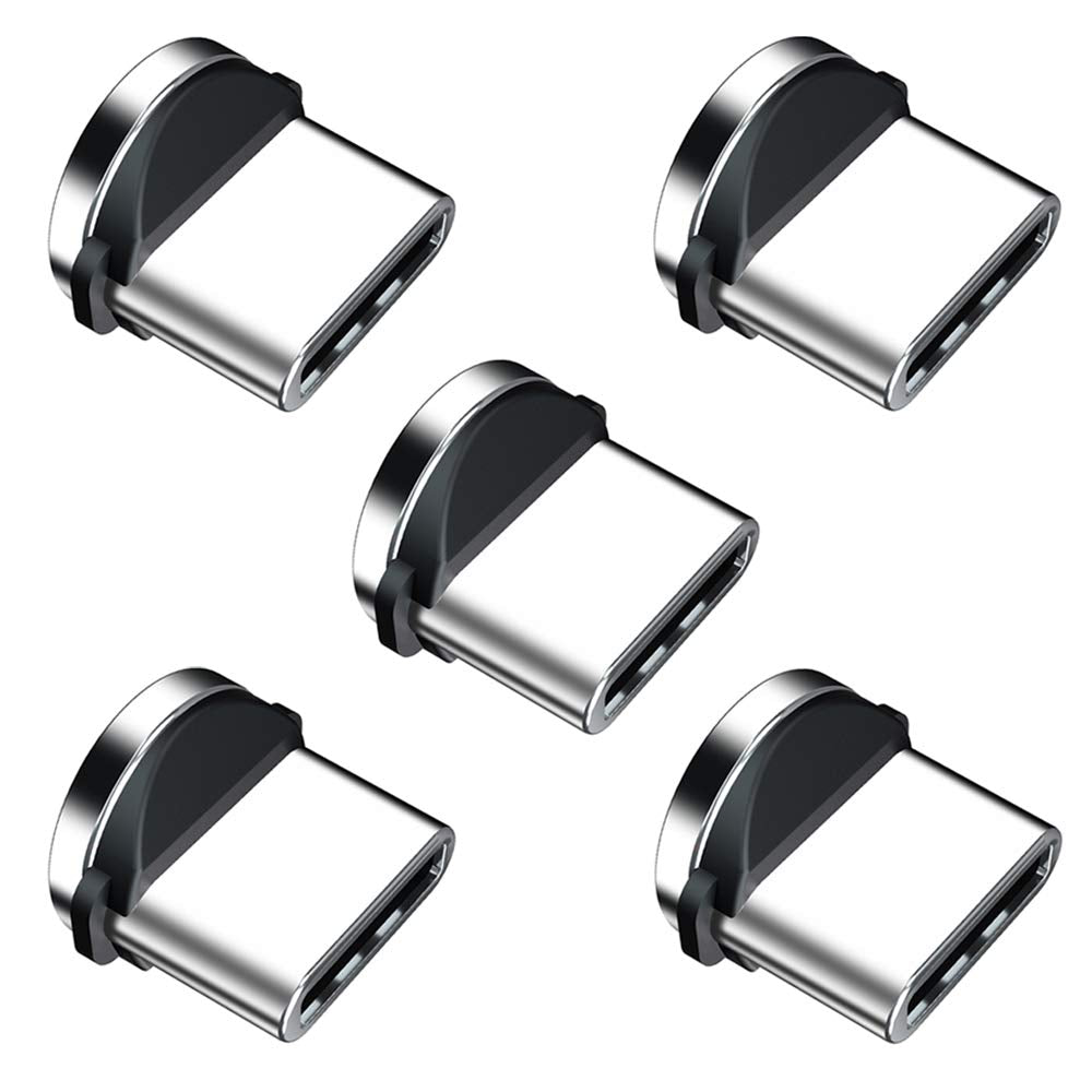 Ankndo Magnetic Connector Tip Heads [5-Pack] USB C Adapter 360 Rotating Strong Phone Cable Adapter for Type C Device