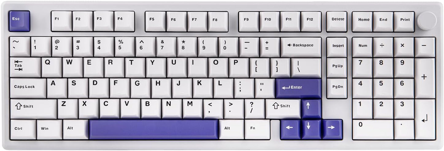 EPOMAKER Galaxy100 QMK/VIA Wireless Mechanical Keyboard with 8000mAh Battery and Numpad, CNC Aluminum, Full Size Gaming Keyboard, USB-C/BT5.0/2.4Ghz (White Purple, Wisteria Linear Switch)