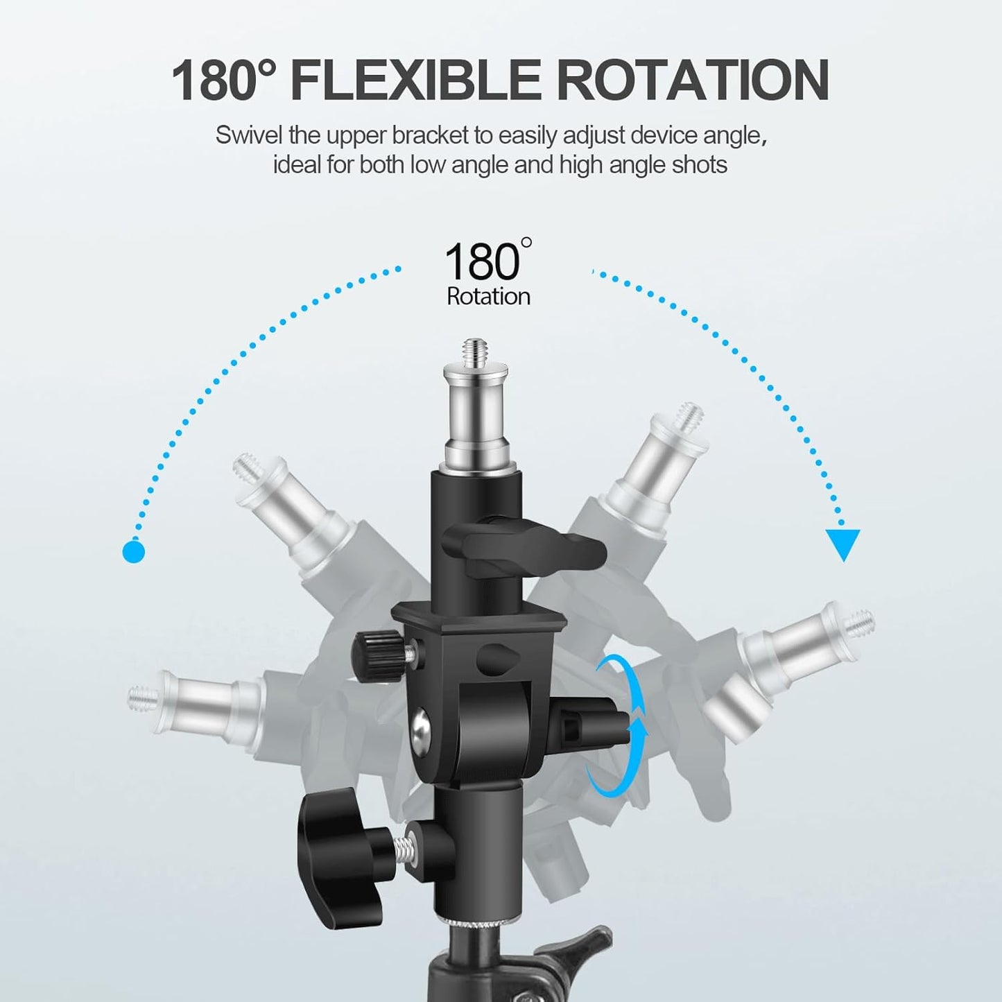 WELLMAKING U-Shape Camera Flash 180°Swivel Mount Bracket with Standard 1/4 to 3/8 inch Metal Male Screw Spigot Stud Compatible for Umbrella Softbox Reflector Holder Stand for Video Light Studio Light