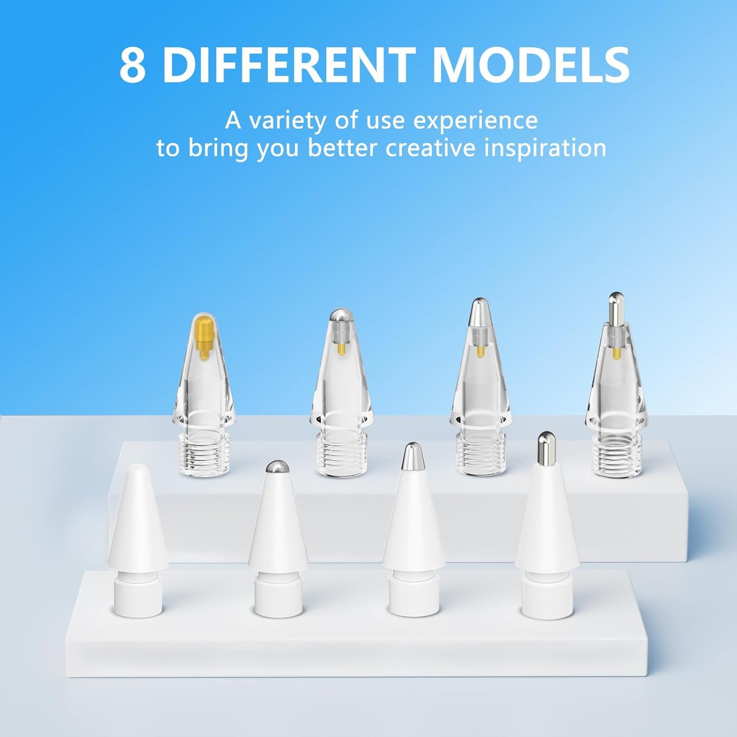 (8 Pack) Replacement Tips for Apple Pencil 2nd Generation and Apple Pencil 1st Generation,Inesore Upgraded Apple Pencil Tips Accessories Compatible with Apple Pencil 2 Generation iPad Pro Pencil Nib