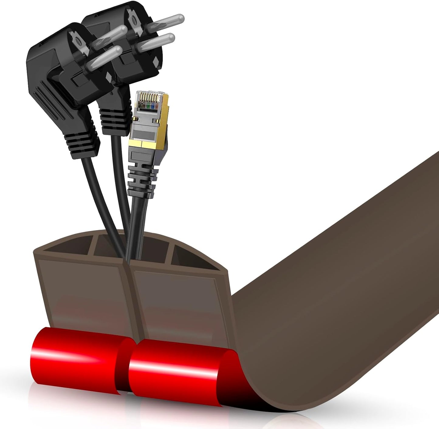 Floor Cord Cover Cable Cavity Self Adhesive Cord Hider Floor Floor Cable Management Power Cord Protector Floor Electric Cord Covers for Offices, Gym, Exhibitions (CoffeeBrown, 2.36" x 3.3')