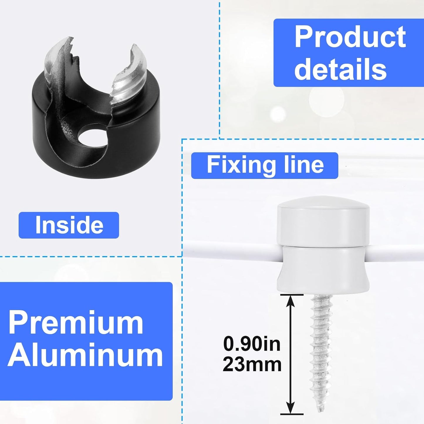 3 Sets Charger Holders for Cords, Adjustable Cable Anchor Holders, Adhesive Metal Cord Clips, Cable Management Wire Organizers for Desk, Office, Nightstand - Matte Black, White, Rose Gold