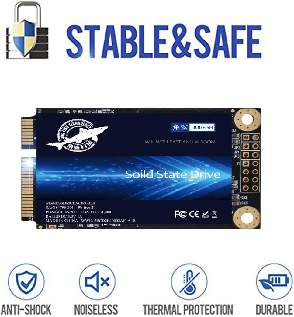Dogfish mSATA 240GB Internal Solid State Drive - High Performance Hard Drive for Desktop & Laptop - SATA III 6Gb/s