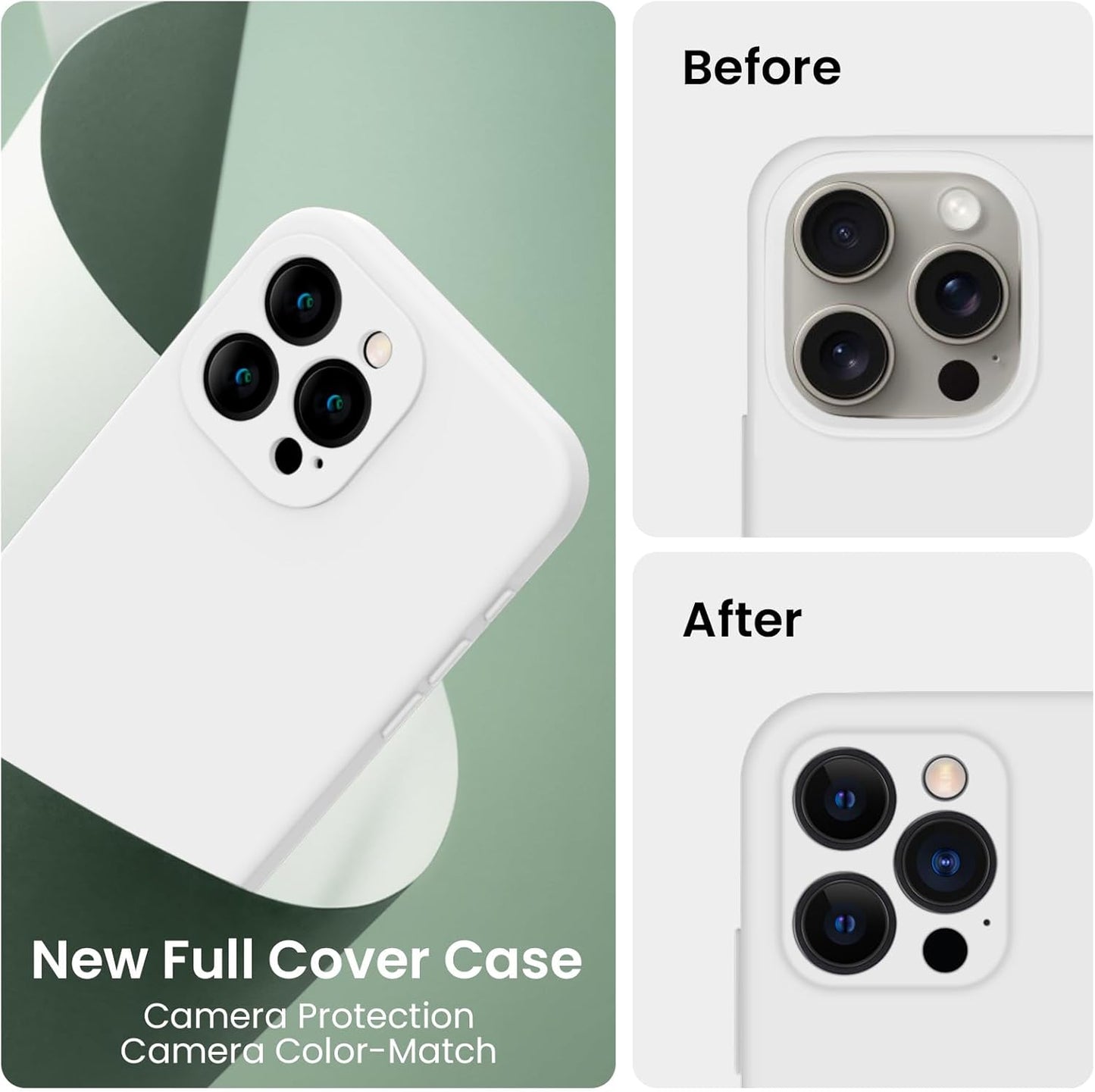 FireNova Designed for iPhone 15 Pro Max Case, Silicone Upgraded [Camera Protection] Phone Case with [2 Screen Protectors], Soft Anti-Scratch Microfiber Lining Inside, 6.7 inch, White