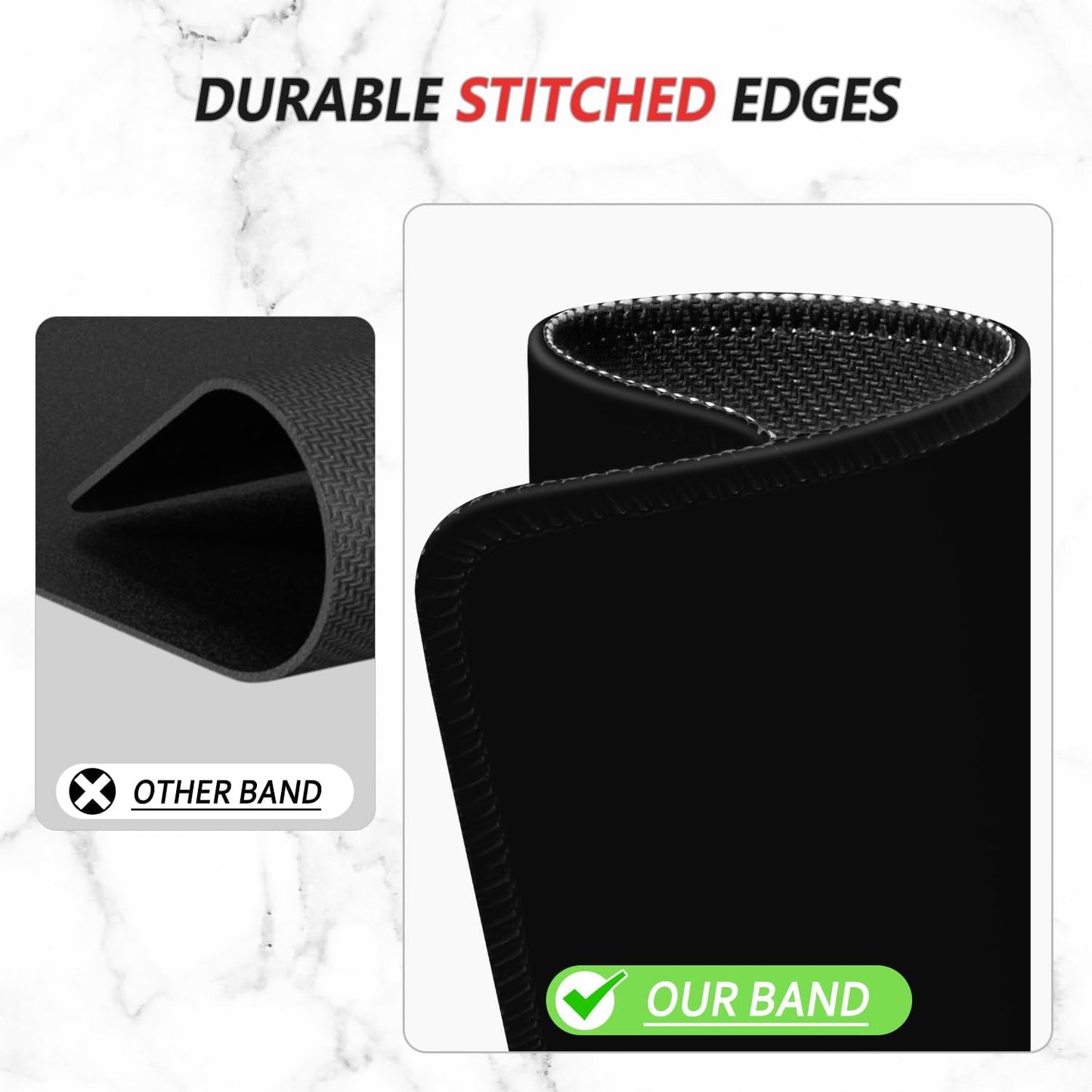 ITNRSIIET Mouse Pad Non-Slip Rubber Base Smooth Surface Stitched Edges Waterproof Durable Compatible with All Mice for Office & Gaming, Desk Accessory, 10.2x8.3x0.12 inch, JetBlack Solid