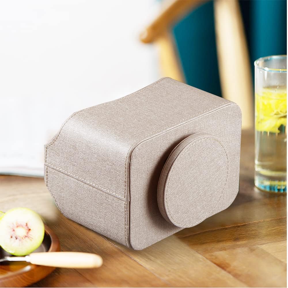 Fanousy 360° Rotating Remote Control Holder, PU Leather TV Remote Caddy Organizer Basket Storage Box with 5 Compartments for Pen, Pencil, Art Supplies, Makeup Brush, Office Desk Table Accessories