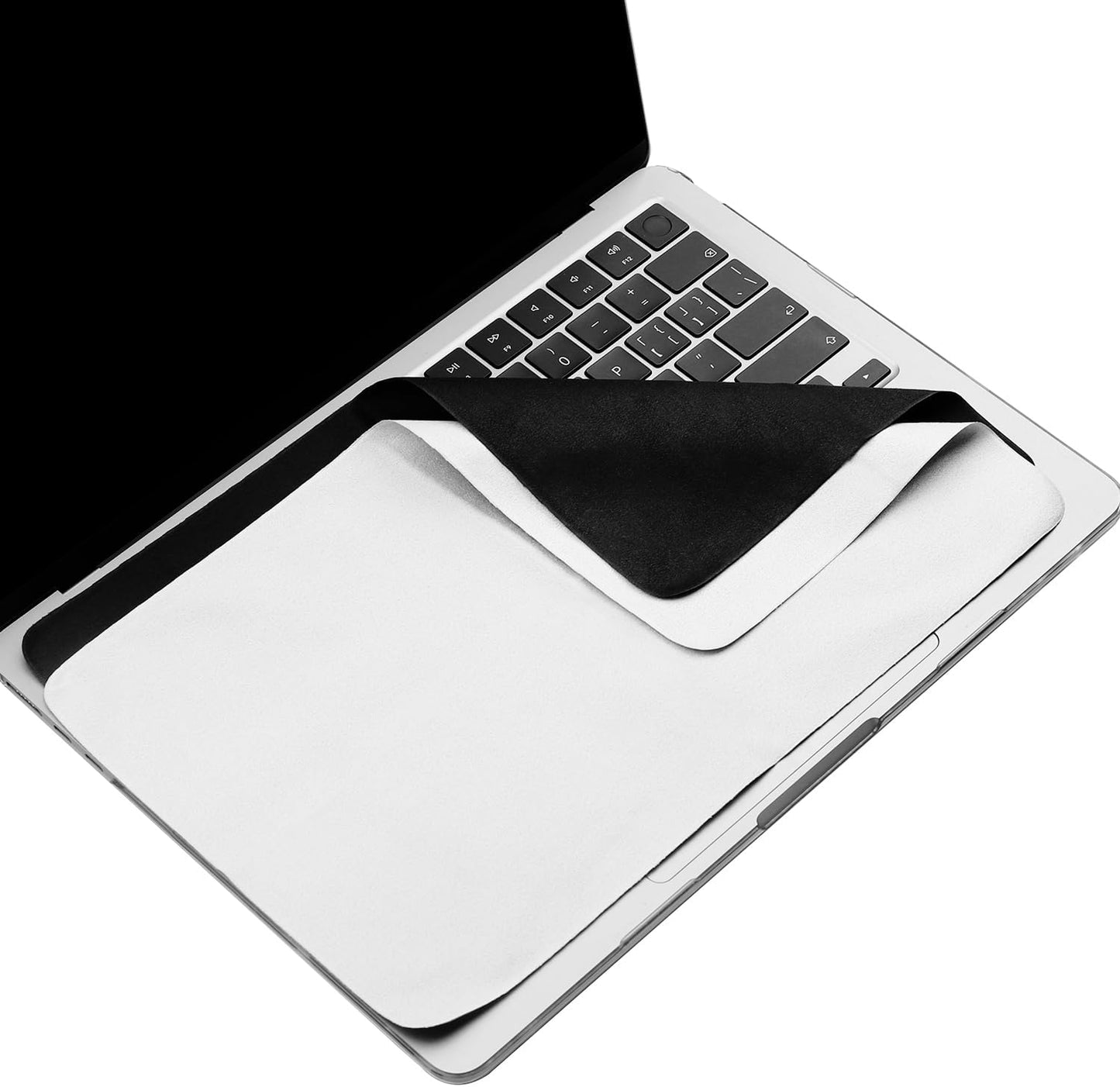 2 Pack Microfiber Liner Cleaning Cloth 13" with Screen Keyboard Imprint Protection, Laptop Keyboard Protector Compatible with MacBook Pro/Air 13" and MacBook Pro 14"-(Grey+Black)