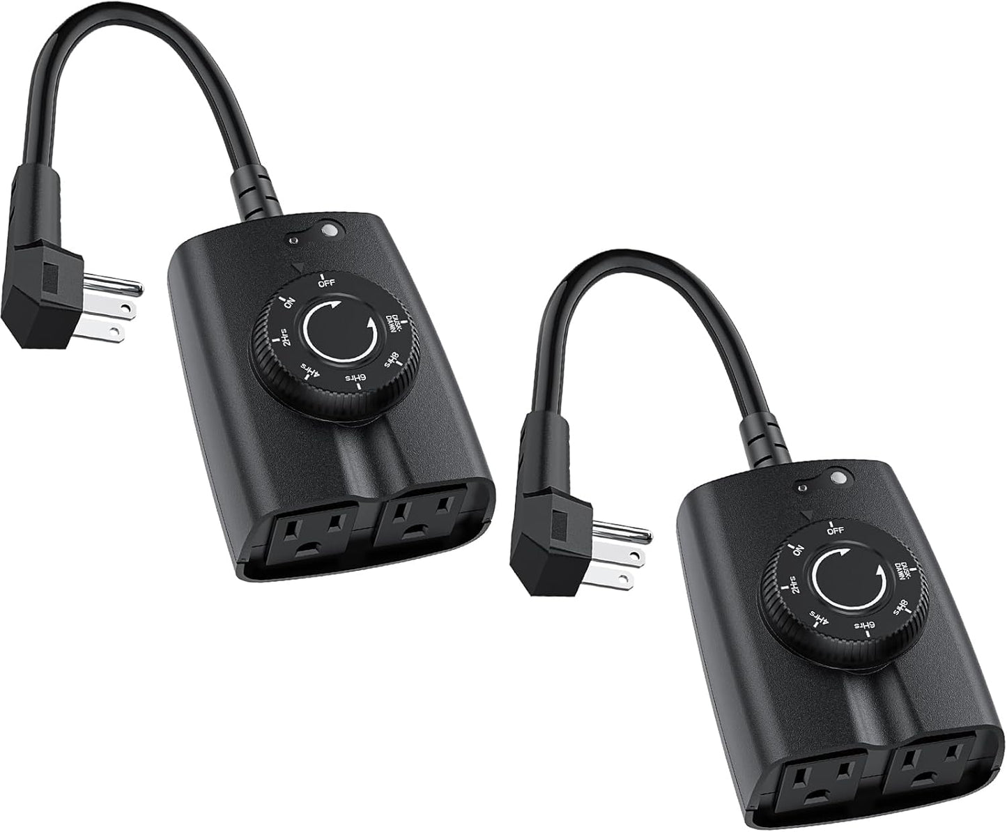 G-ELEK Outdoor Timer Outlet Waterproof, 24 Hour Outdoor Light Timer, Timers for Electrical Outlets, Ideal for Pool Pump, Christmas Lights, Heavy Duty, Grounded Outlets (Dusk to Dawn Sensor, 2 Pack)