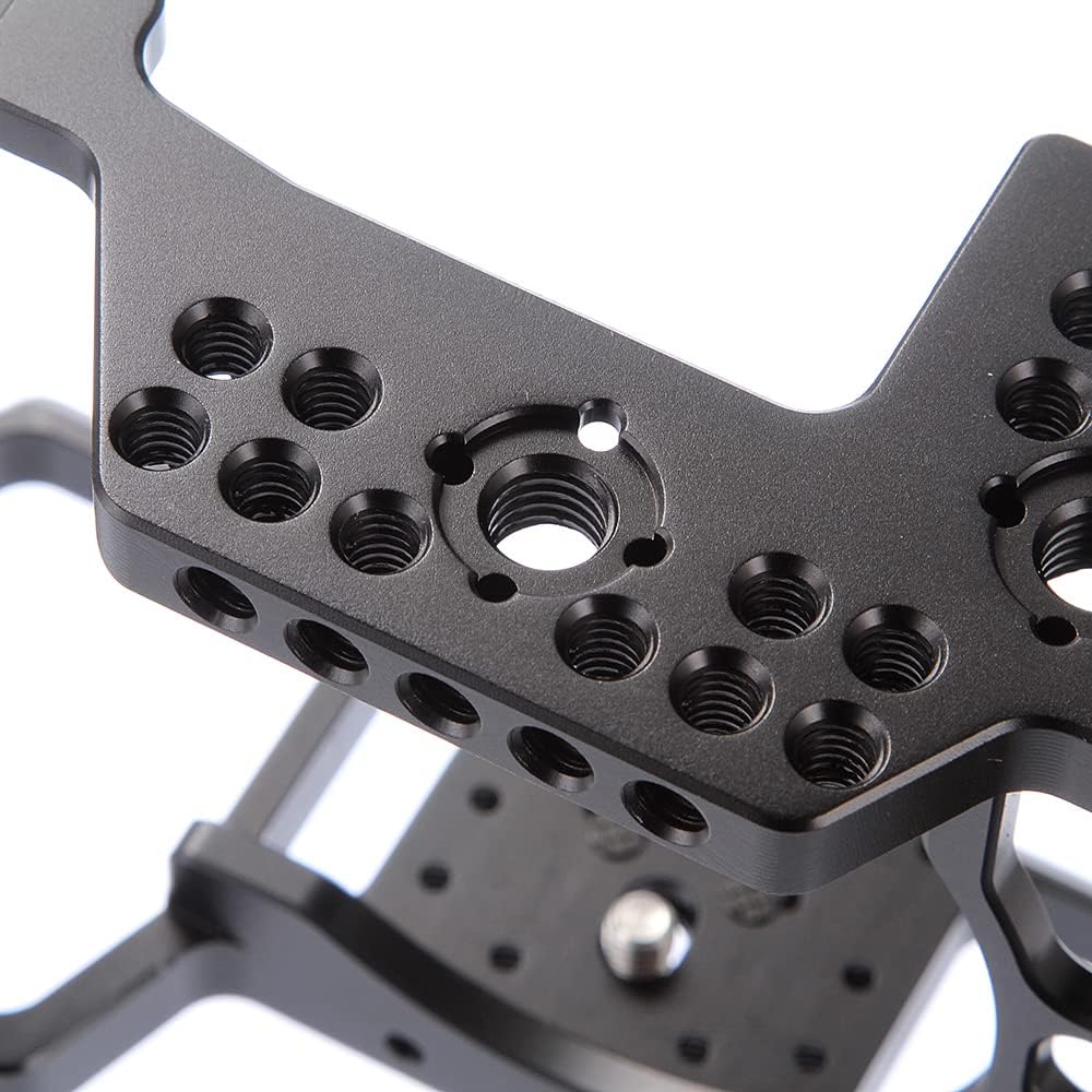 Hersmay A7III Cage with Top Handle, A9 Camera Cage for Sony A7III / A7RIII /A9 /A7II Mirrorless Camera, Multiple 1/4" 3/8" Screw Holes for Vlogging Video Shooting Filmmaking Rig