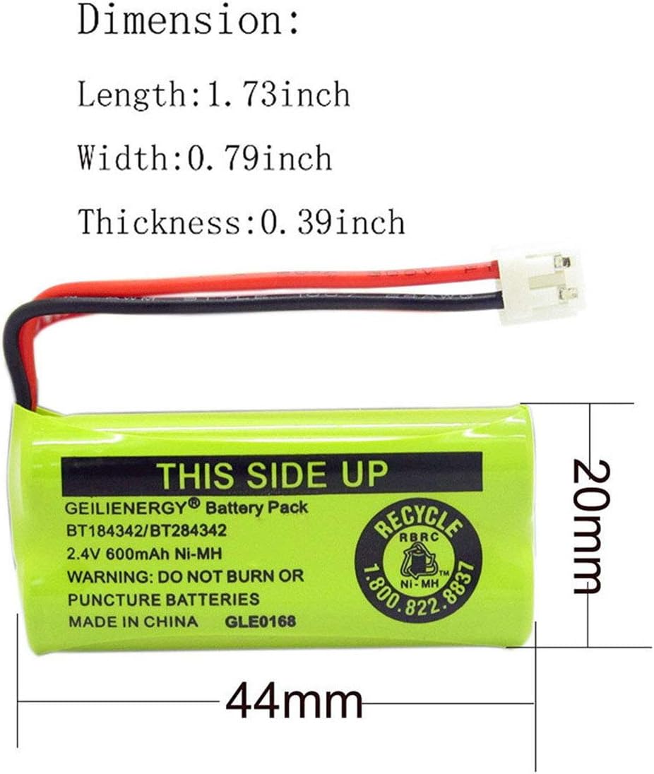 BT184342 BT284342 Rechargeable Phone Battery Compatible with for AT&T BT18433 BT28433 BT-8300 BT1011 BT1018 Vtech 89-1326-00-00/89-1330-01-00/Empire CPH-515D (8-Pack 184342 Batteries)