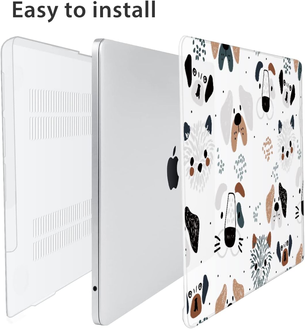 Compatible with MacBook Air 13 inch Case 2025 2024-2022 M4 A3240 M3 A3113 M2 A2681, Plastic Hard Shell&Keyboard Cover&Screen Film&Webcam Cover for MacBook Air 13.6 inch Case, Funny Dog