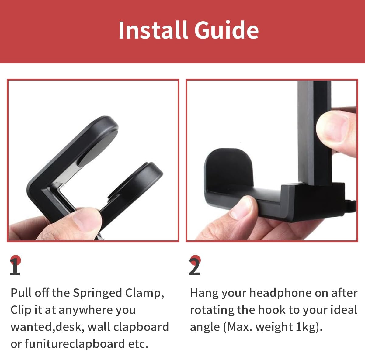 Adjustable Headphone Stand Holder - Universal Desktop Organizer for Gaming/Office Setup - Durable & Lightweight Design - Easy Installation - Modern Accessory - Black