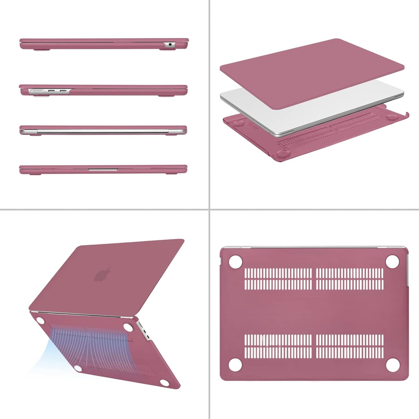 MOSISO Compatible with MacBook Air 13 inch Case 2025 2024 2023 2022 M4 A3240 M3 A3113 M2 A2681, Plastic Hard Shell&Keyboard Cover&Screen Film&Type C for MacBook Air 13.6 inch Case, Dusty Rose