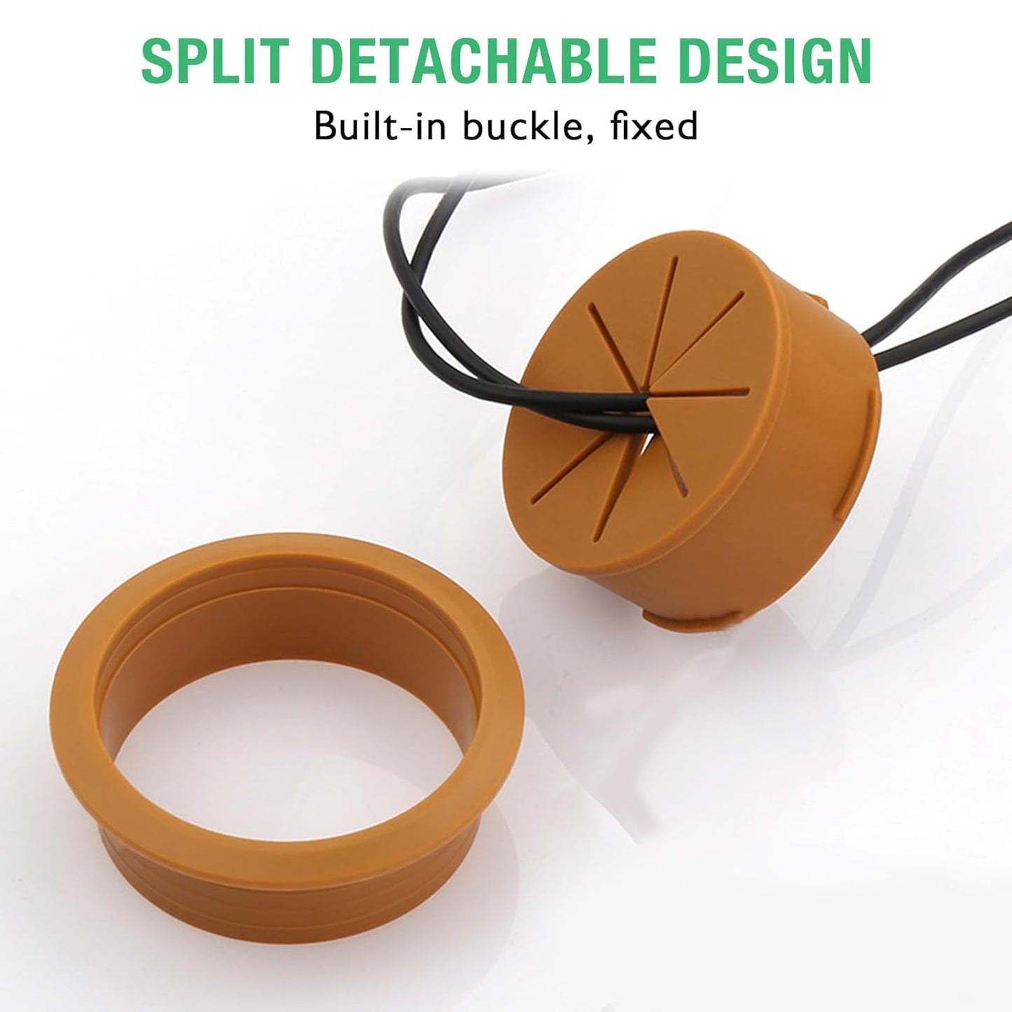 2 Pcs Desk Grommet 2-1/16" / 53 mm, Desk Hole Cover for Cables Beige, Cable Grommet ABS Plastic, Desk Hole Grommet for Home & Office Pc, Detachable Cable Cord Organizer