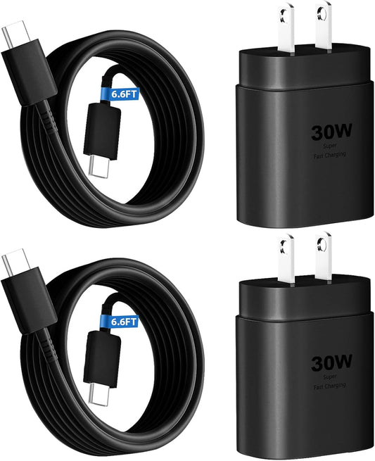 30W USB C Phone 15 Charger Fast Charging Block for iPhone 15/15 Pro Max/15 Pro/15 Plus/Samsung Galaxy S23 Ultra/S23/S23+/S22/S22 Ultra/S22+/S21 Ultra/S20 Ultra/Note 20 & 6.6Ft USB C Charger Cable
