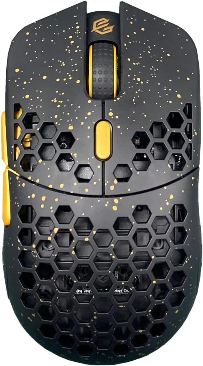 Gwolves Hati HTS Lightweight Honeycomb Wired Gaming Mouse,~48g,3389Sensor,16,000DPI, Low Latency,Anti-Interference,6Programmable Btns,On-Board Memory,PC/Mac and Laptop (Stardust Golden, HTS - Small)