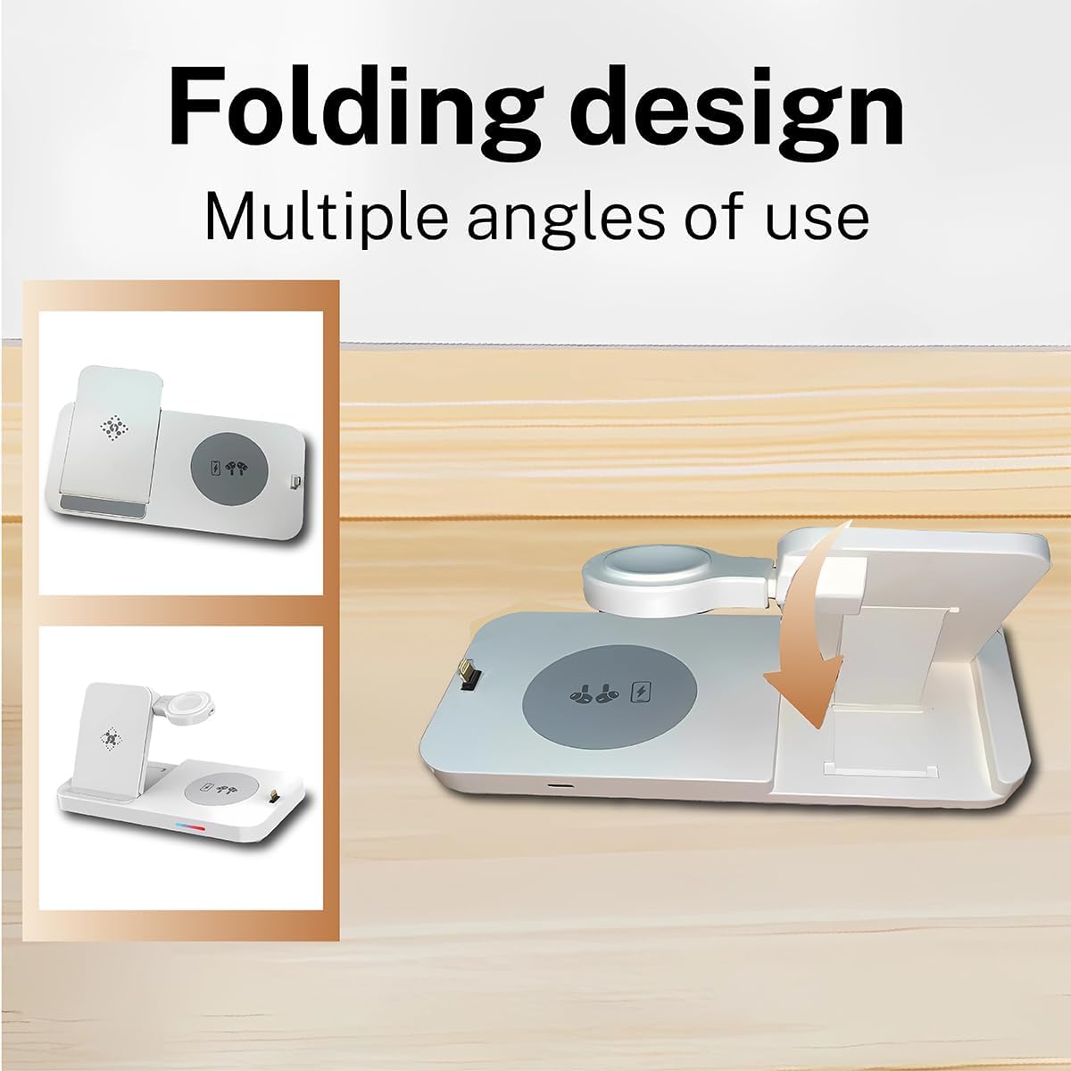 4-in-1 Fast Wireless Charging Station for iPhone16/15/14/13, Apple Watch Ultra/9/8, AirPods Pro,18W Qi-Certified (with QC3.0 Adapter)