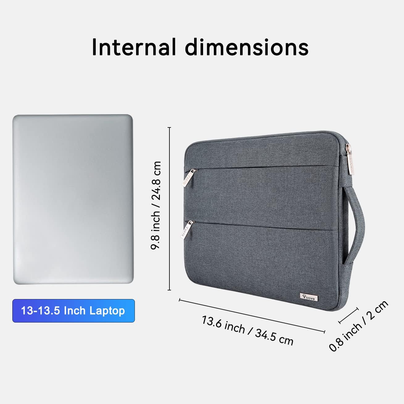 Voova Laptop Sleeve Carrying Case 13 13.6 Inch Compatible with MacBook Air 13 M1/M2/M3/M4, MacBook Pro 13/14, IPad Pro 13, Waterproof Slim Computer Cover Bag, Dark Grey