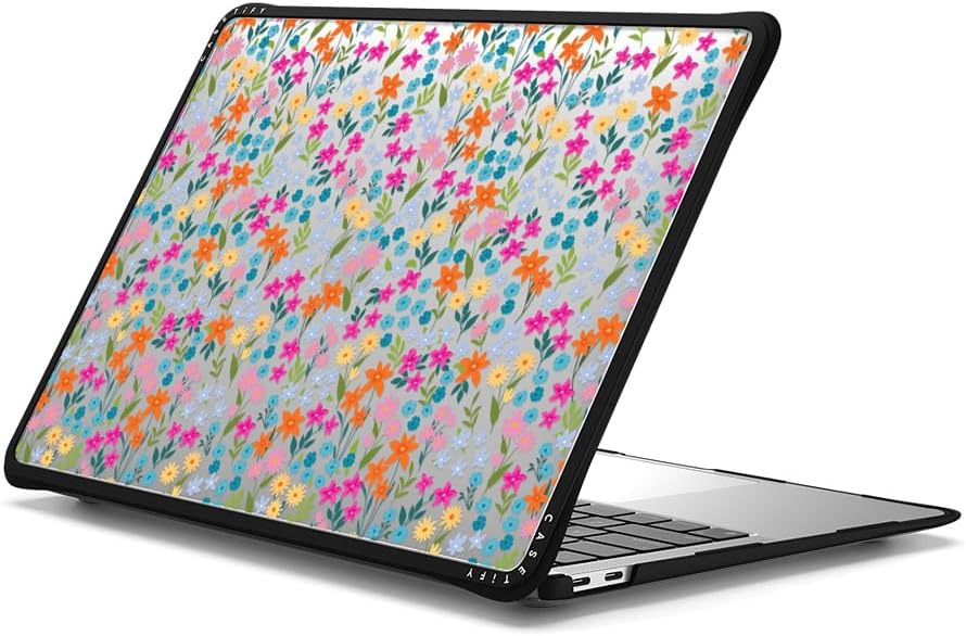 CASETiFY Impact MacBook Air 13" (M1/Intel) Case [Cushioned Impact Corners/Scratch-Resistant/Anti-Slip Grip] - Petit Floral Transparent - Clear Black