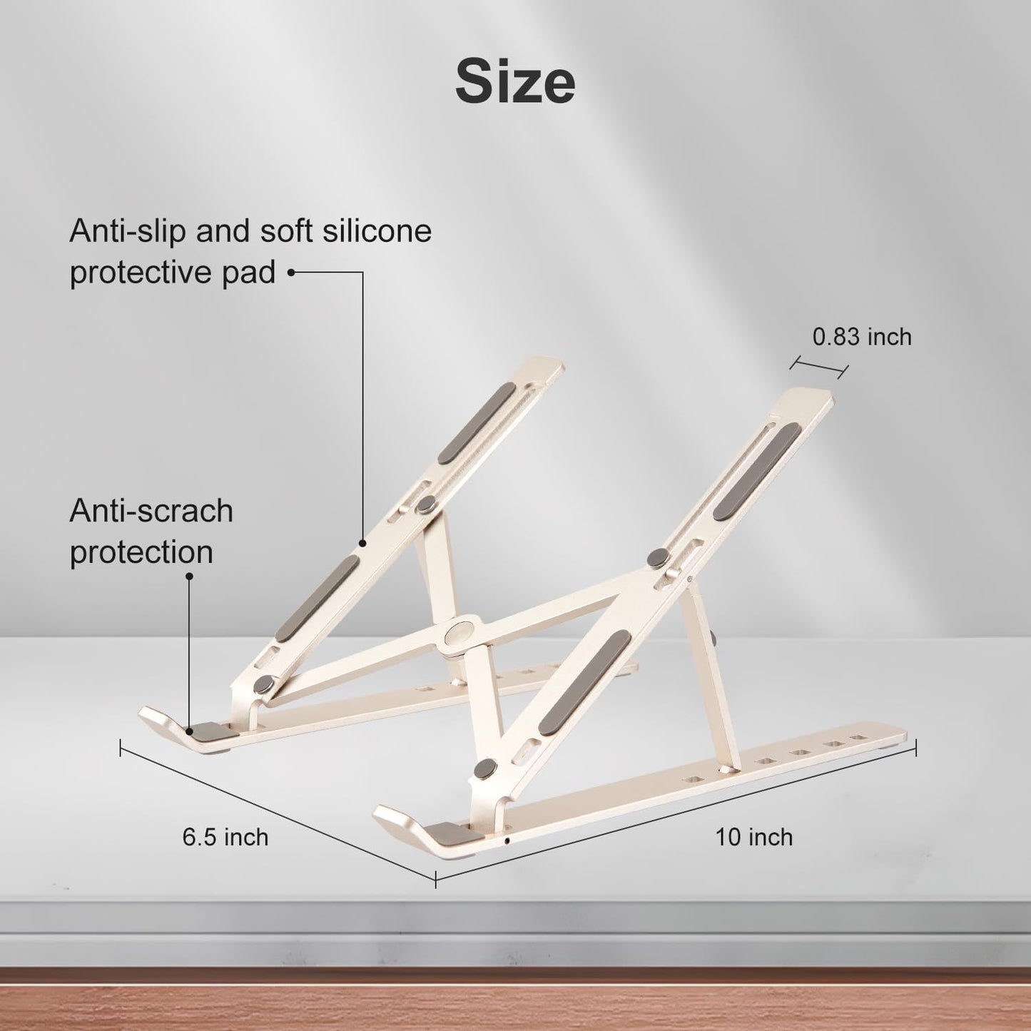 Ergonomic and Foldable Laptop Stand for Desk, Adjustable Riser, Fits All Laptops and Notebooks up to 17,Ultra-Thin,Ventilated Cooling,ABS+Silicone,Starlight.