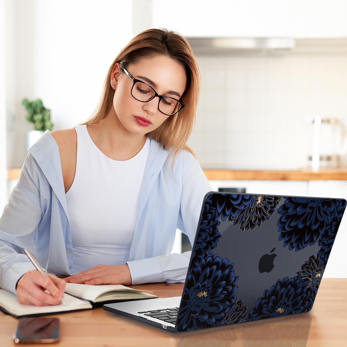 Teryeefi for MacBook Air 13.6 inch Case Release 2022 2023 2024 2025, Fits Model A2681 A3113, Design Pattern Slim Cover+Keyboard Cover+OTG Adapter for 13.6 inch MacBook Air M2 M3, Chrysanthemums