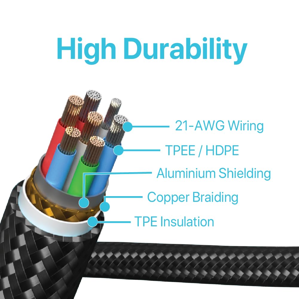 BLACK+DECKER Lightning to USB Cable - Fast Compatible iPhone Lightning Cable - Durable Braided iPhone Charger Cord - for Travel and Daily Use - Multiple Color + Length Options - 6ft