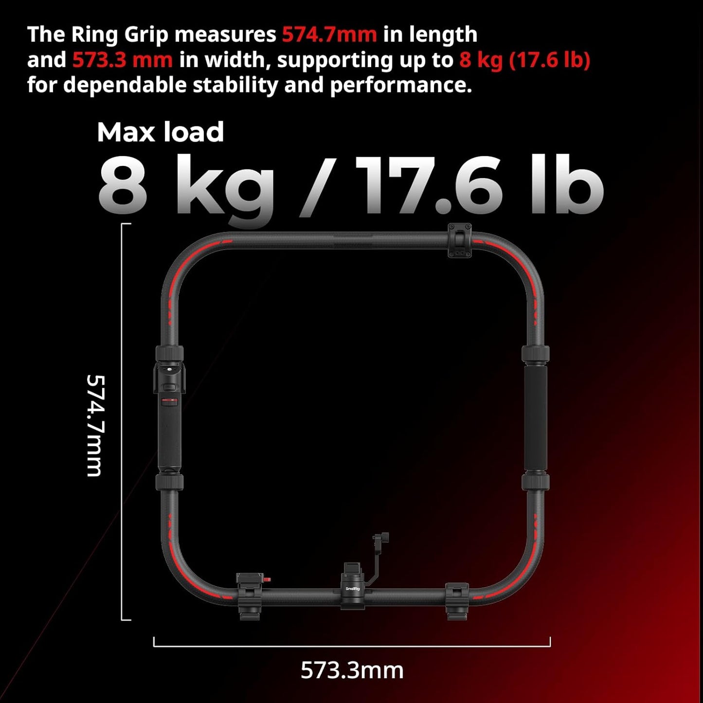SMALLRIG Stabilizer Handheld Ring Grip for DJI RS 2 / RS 3 Pro/RS 4 / RS 4 Pro Gimbal, Supports Various Controls, Integrated Foldable Design, Max Load 17.6 lb - 4328