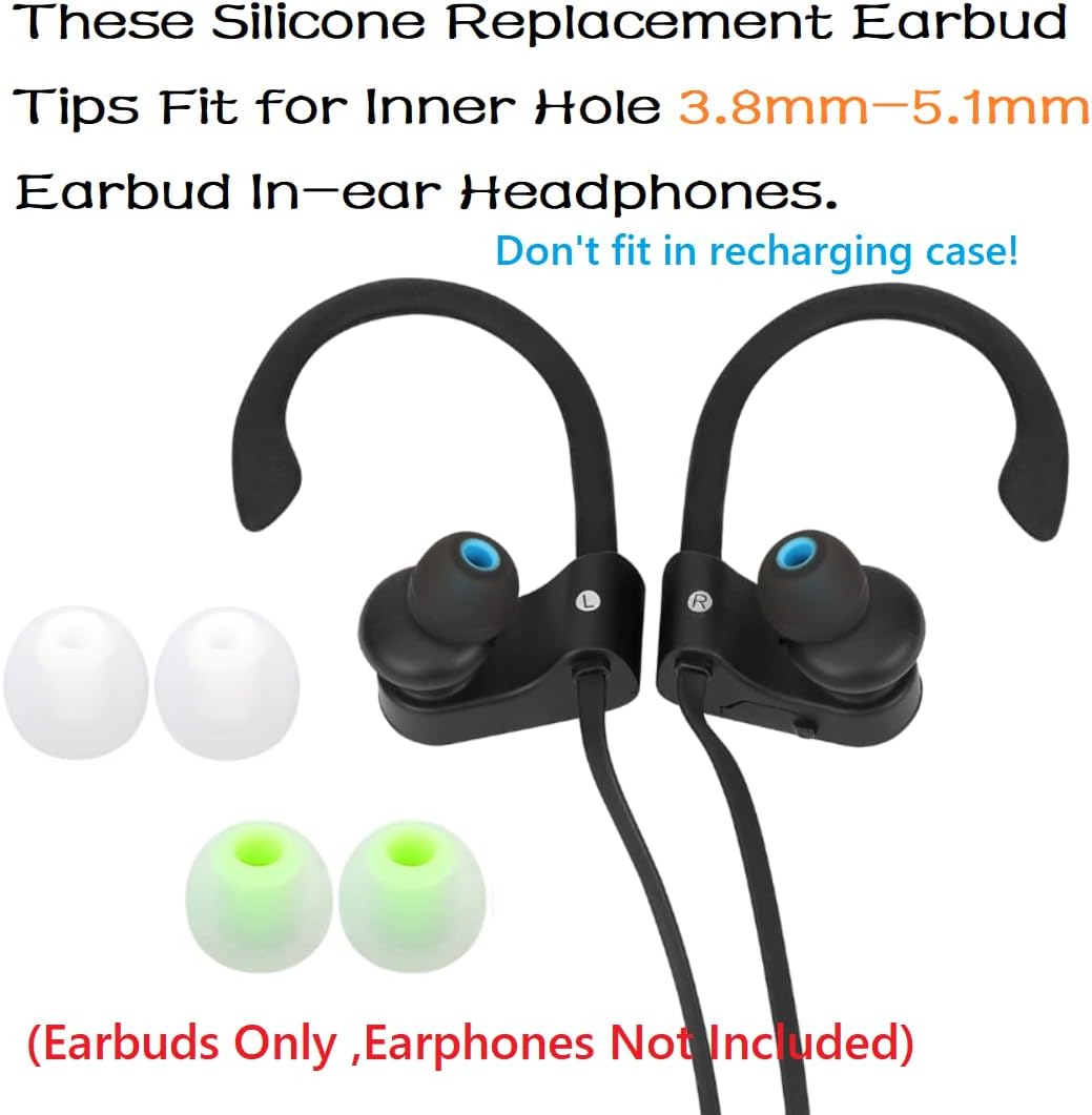 Earbuds Replacement Tips Silicone Earbud Tips Ear Gels Fit for Inner Hole from 3.8mm - 5.1mm Earphones 9 Pairs S/M/L