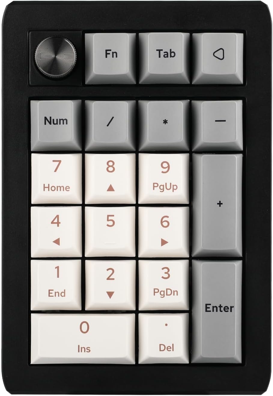 EPOMAKER EK21 VIA Gasket Number Pad with 1000mAh Battery, BT 5.0/2.4GHz/Wired Hot-Swap Numpad with Aluminum Alloy knob, Programmable for Win/Mac/Gaming (Black Silver, Wisteria V2 Switch)