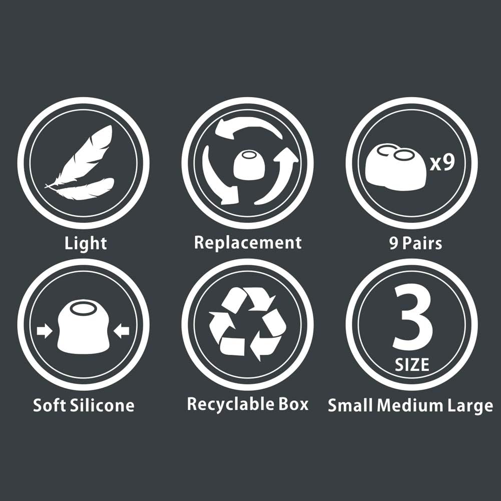 Brandless Earbud Tips Replacement Earbuds Ear Tips Eartips Eargels 9 Pairs S M L