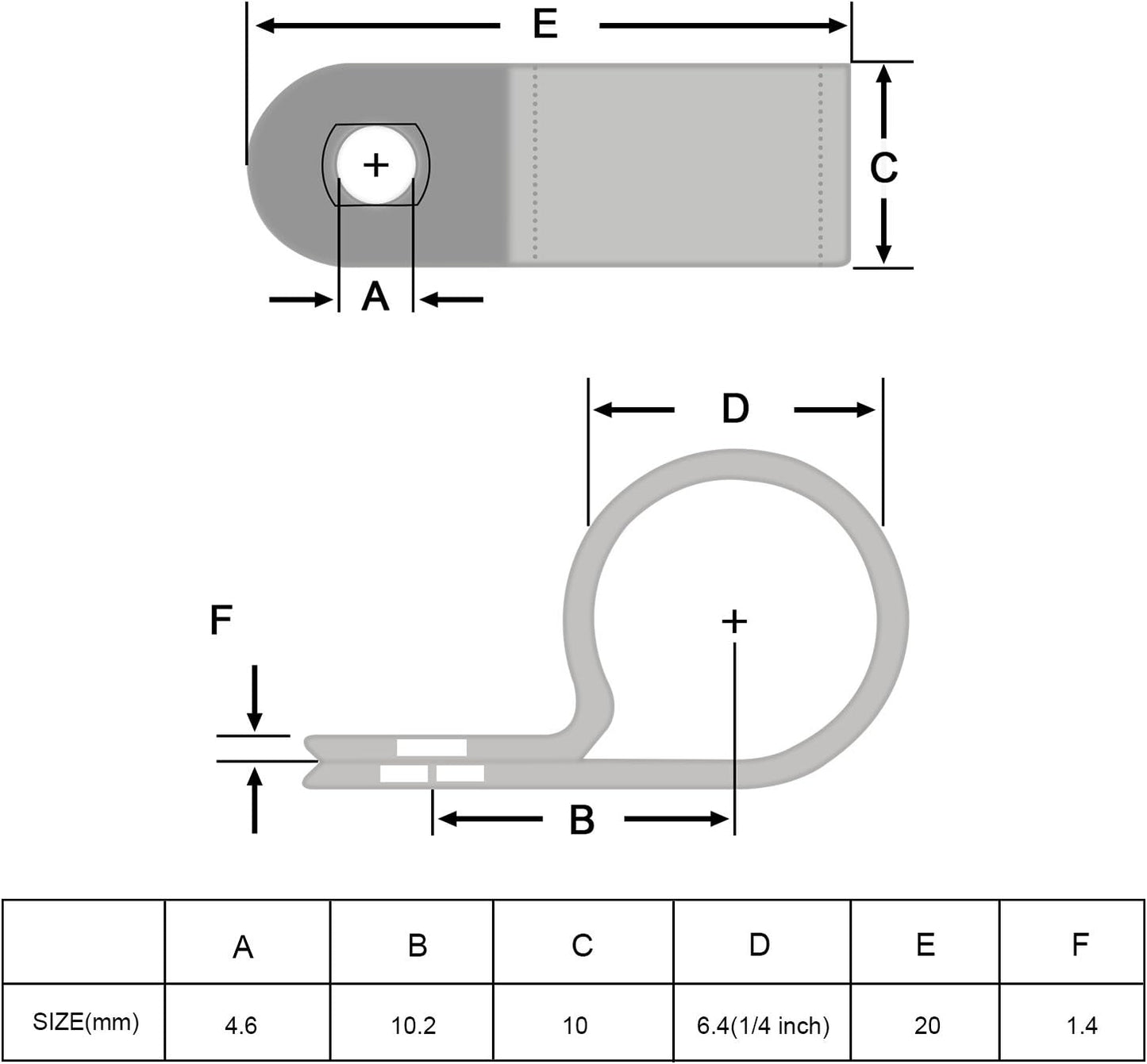 Hicarer 50 Pack R-Type Cable Clip Wire Clamp, Nylon Screw Mounting Cord Fastener Clips with 50 Pack Screws for Wire Management (White, 1/4 Inch)