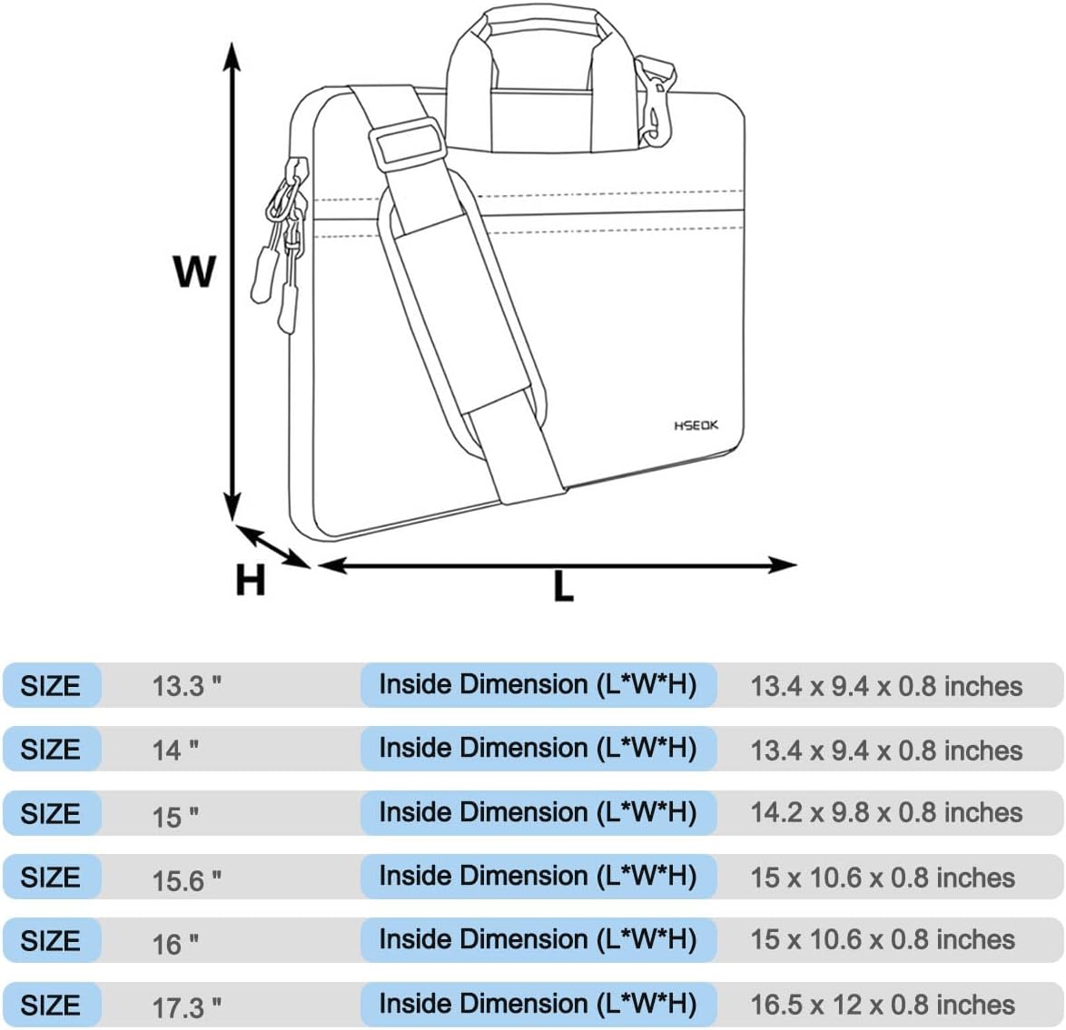Universal Laptop Shoulder Bag 13-17.3 Inch Shockproof Briefcase with Multi-Pockets & Adjustable Strap for MacBook Pro/Air