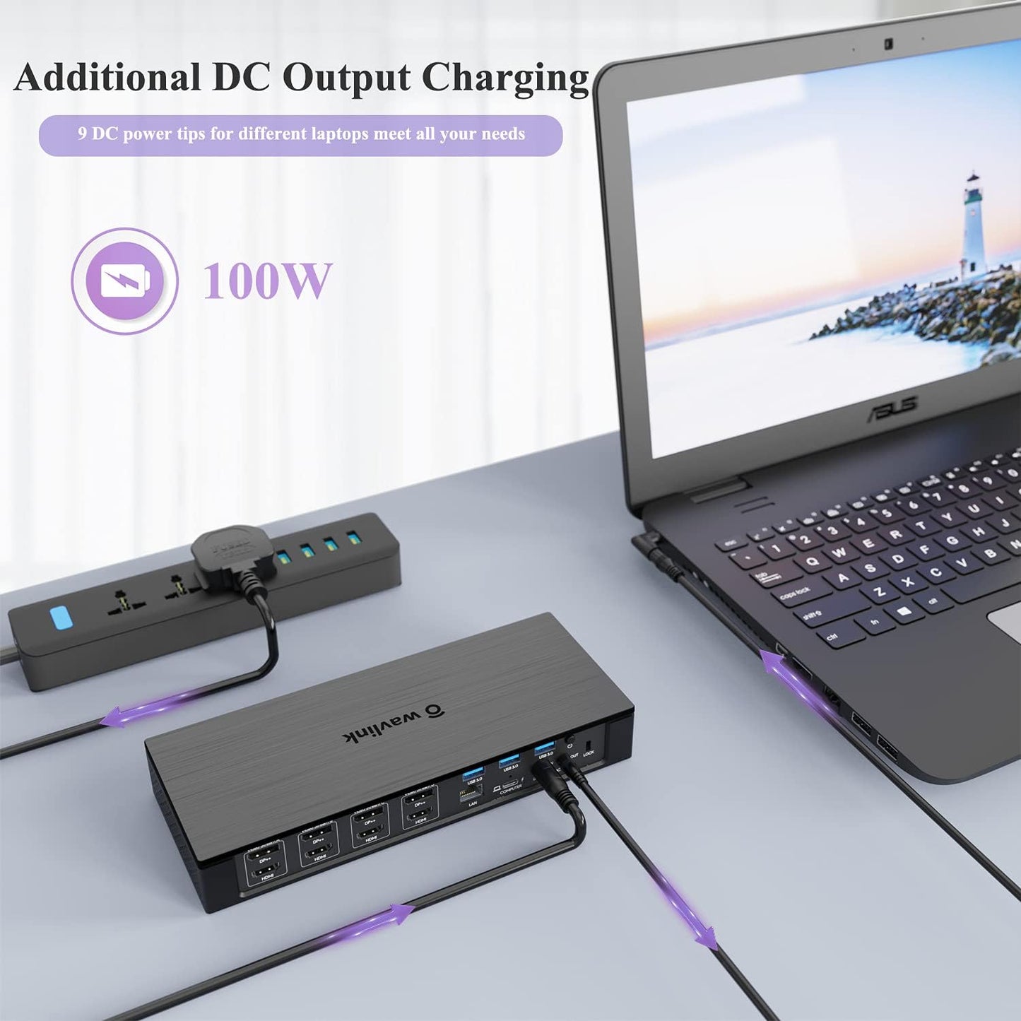 USB C Docking Station, 20-in-1 Universal Displaylink Dock Quad 4K Dual 5K@60Hz Display with 100W Power Delivery/100W DC Charging, 4 HDMI, 4 DisplayPort 1.2, 2.5G Ethernet, USB3.1/3.0, SD/TF 4.0 Slot