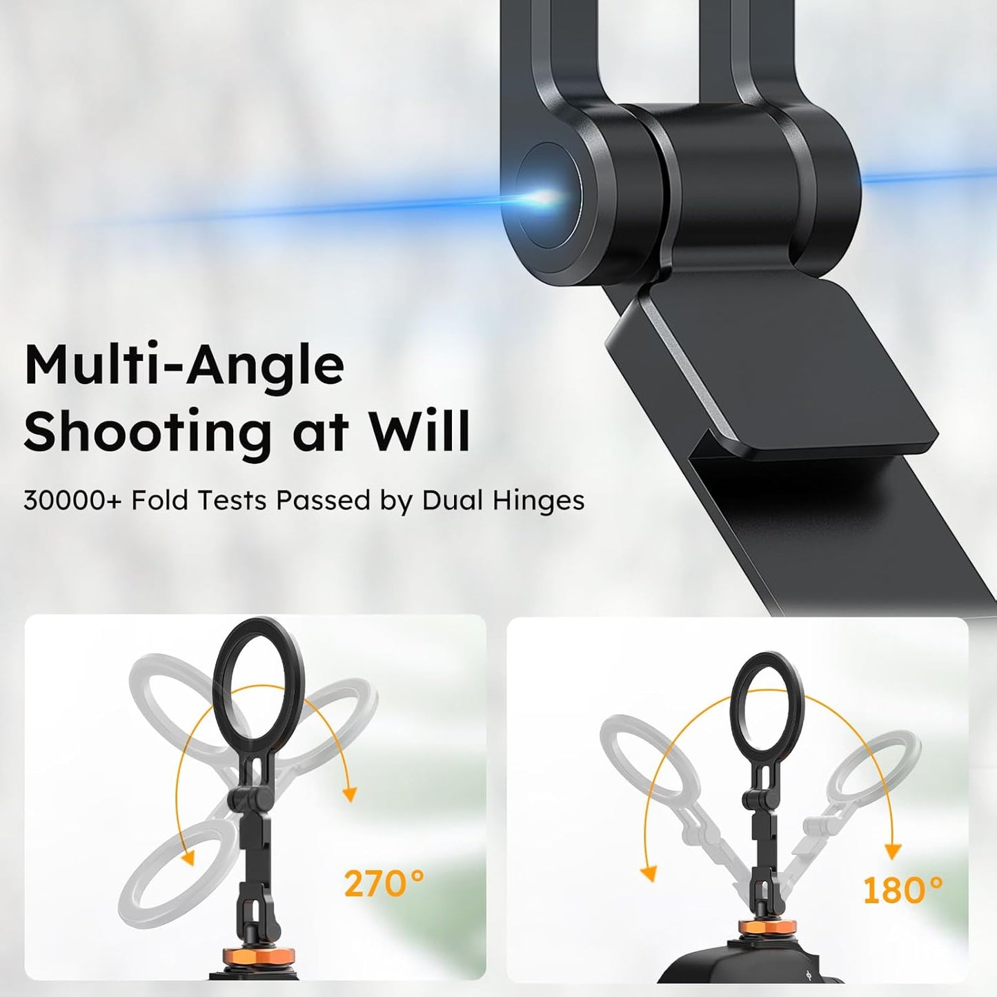 VRIG MG-28 Magnetic Phone Tripod Mount,1/4" Thread Cold Shoe 360° Rotation,for iPhone16 15 14 13 12 Pro All Series,Magnetic Ring Magsafe iPhone Tripod Mount Adapter
