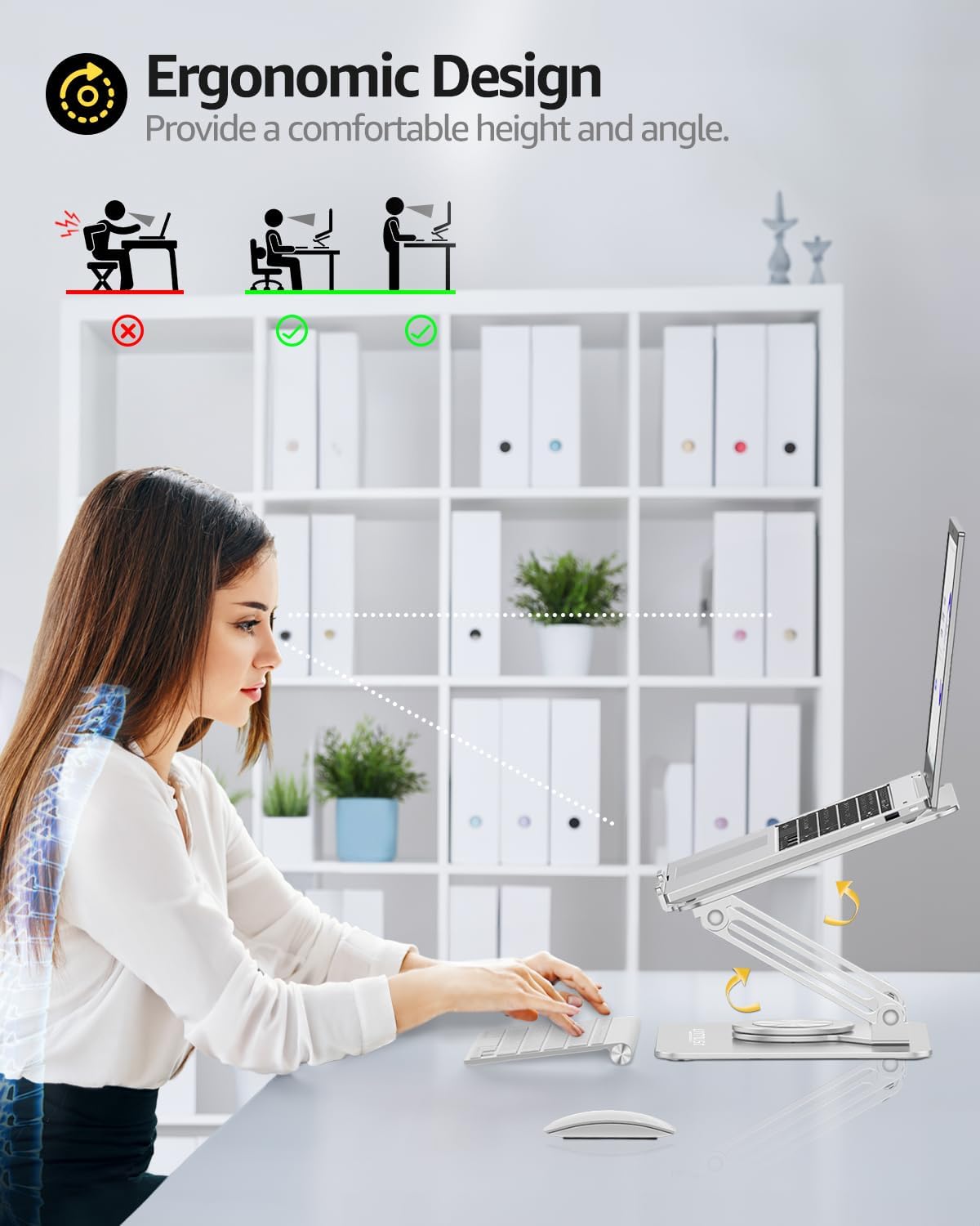 Urmust Laptop Stand for Desk with 360 Rotating Base, Ergonomic Adjustable Laptop Riser for Laptops 10 to 16 Inches