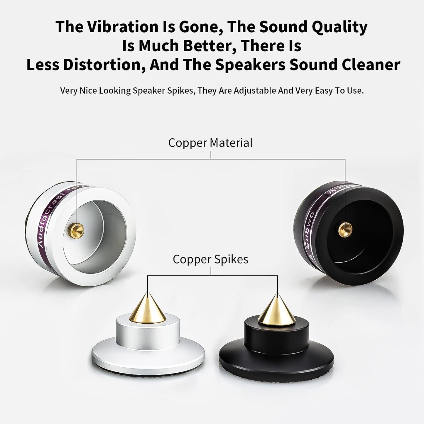 Audiocrast IF03S Speaker Isolators, Hi-End Speaker Spikes, HiFi Stand Feet Pads Shock Absorber Isolation Pucks, Speaker Resonance Reducer with Non-Slip Mat for Turntable Amp CD DAC Recorder