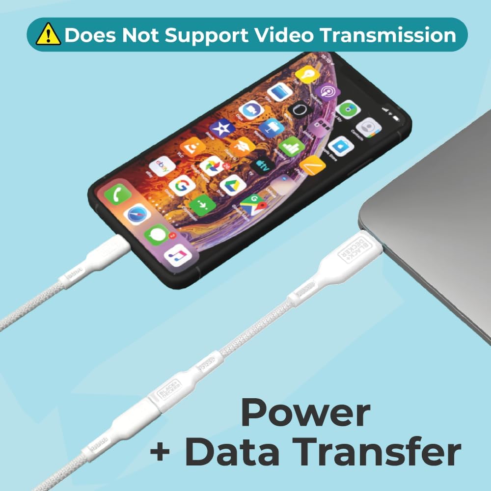 BLACK+DECKER USB C to USB Adapter [2 Pack], Type C Female to USBA Male OTG Cable USBA to USBC Adapter Apple Compatible with MacBook Pro/Air, iPhone 16/15 Series, Samsung Galaxy S24/S23/S22, White