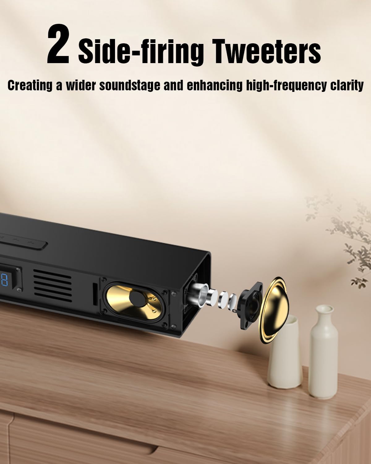 Hiwill 4.1ch Dolby Atmos Soundbar, 320W Sound Bar for Smart TV with Subwoofer, 2 Side-Firing Tweeters, 2 Front Surround Speakers, Home Theatre 3D Surround Sound System for TV Speaker, eARC/OTP/AUX